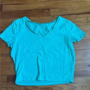 Wild Fable Teal V-Neck Crop Top
